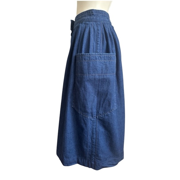 Vintage GABRIELLA Blue Denim Skirt Pleated Button-Front Women’s Size 10 - Picture 4 of 9